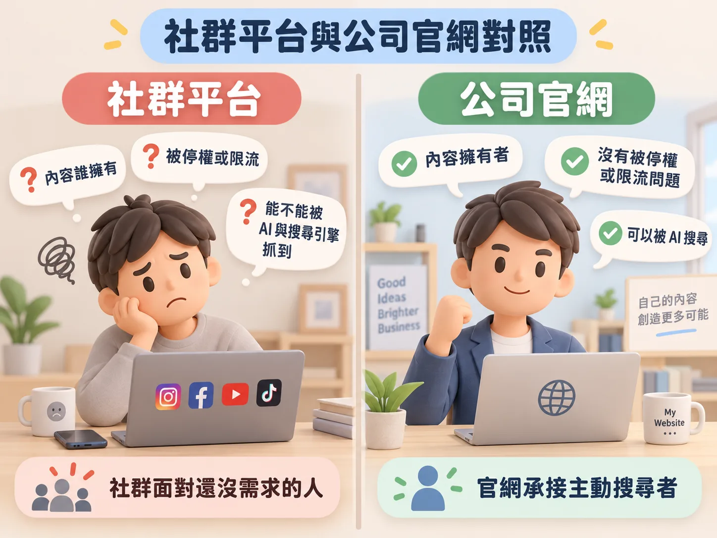 社群平台與公司官網對照
