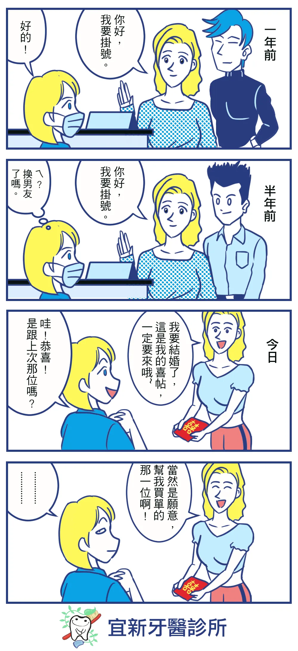 宜新牙醫診所 品牌漫畫：喜帖
