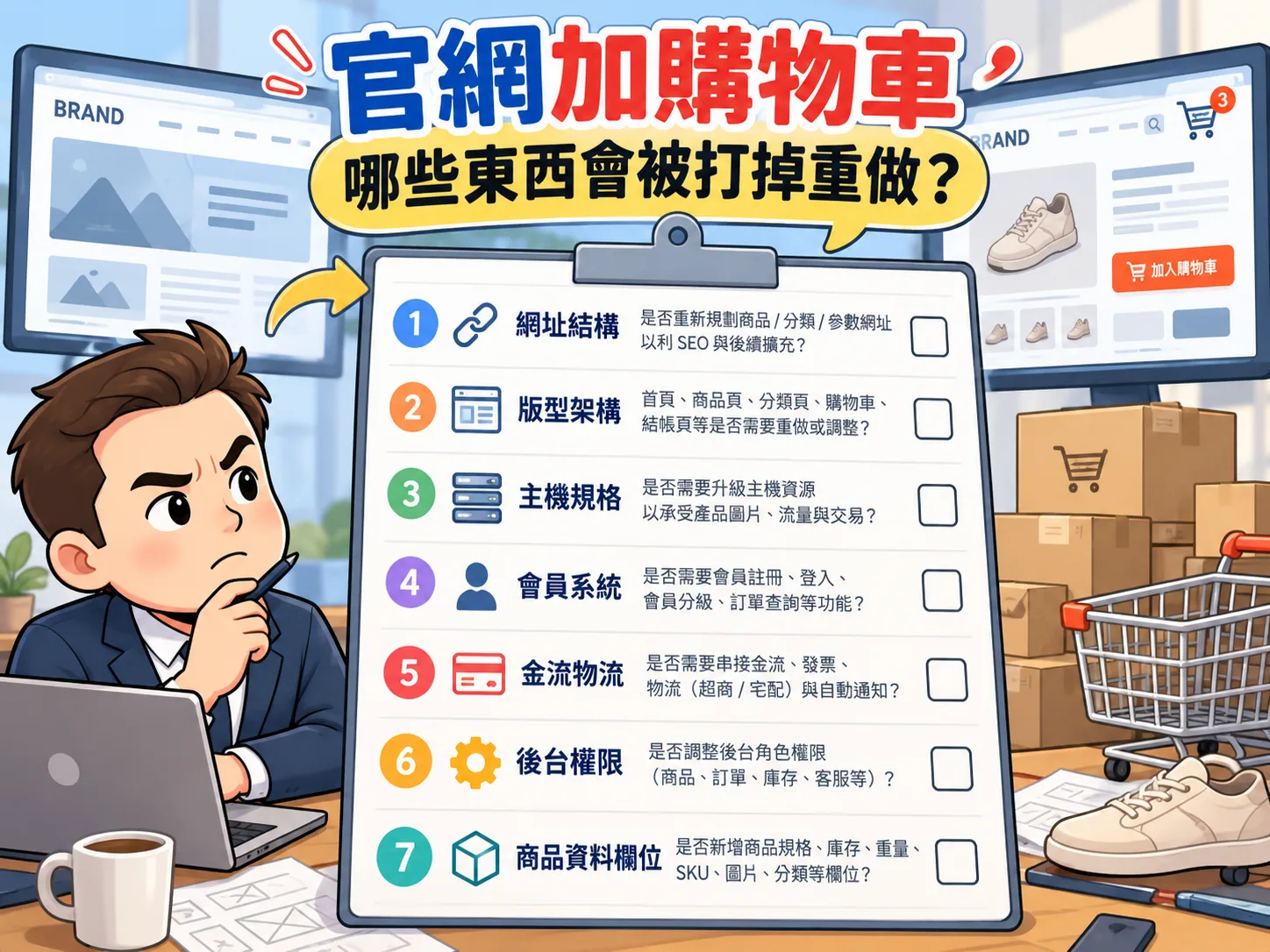 官網加購物車,哪些東西會被打掉重做?